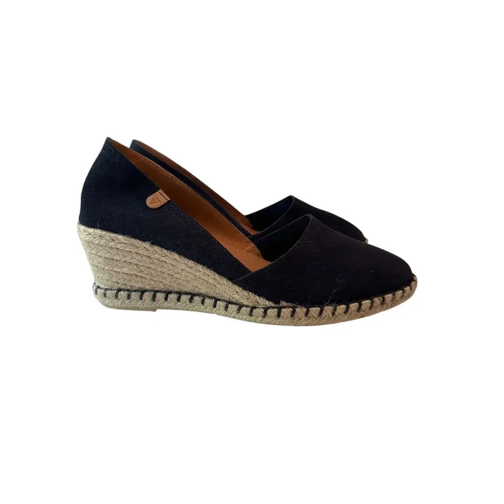 Verbena Mamen Suede Wedge Espadrilles - Women's Size 38 / US 7.5 Black